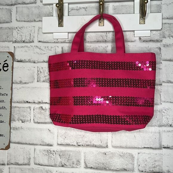 Victoria’s Secret Pink Sequins Handbag Tote Bag Purse - Picture 3 of 4